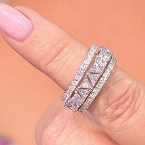 NIB Radiance by Absolute Trilliant Cut Eternity Ring 3 Ring Set